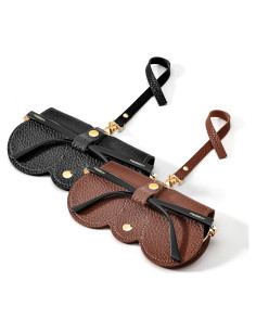 Estuche para Gafas de Cuero Suave FEISEDY 2Pack Negro Marrón