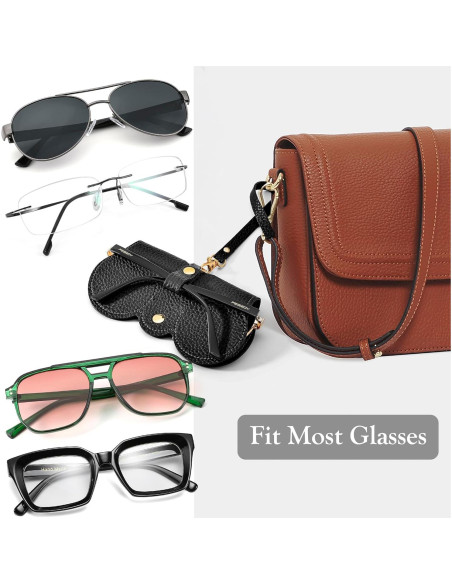 Estuche para Gafas de Cuero Suave FEISEDY 2Pack Negro Marrón