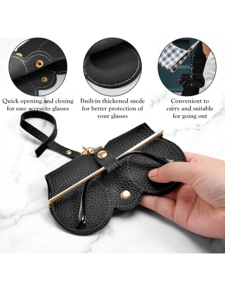 Estuche para Gafas de Cuero Suave FEISEDY 2Pack Negro Marrón