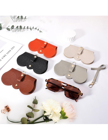 Estuche para Gafas de Cuero Suave FEISEDY 2Pack Negro Marrón