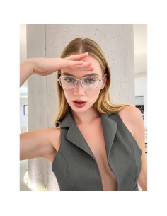 Gafas de metal rectangulares HASFOX A03 Plata 50mm lentes claros 2