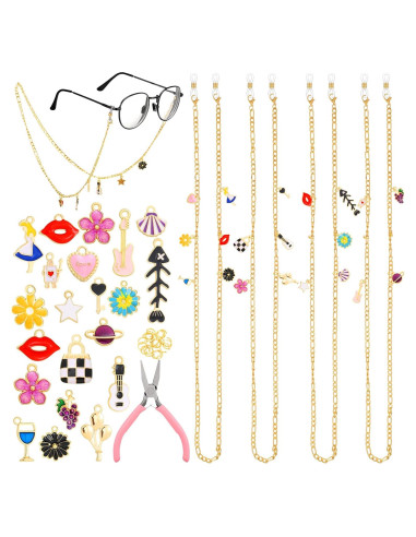 Cadena de Gafas Tondiamo 4 Pcs Doradas con Charms DIY