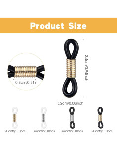 Paquete de 40 extremos de cadena para gafas Ymapinc - Ajustable 2