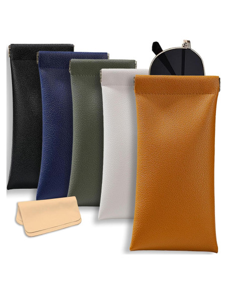 Estuche suave para gafas de cuero Crastilior 5pcs con tapa