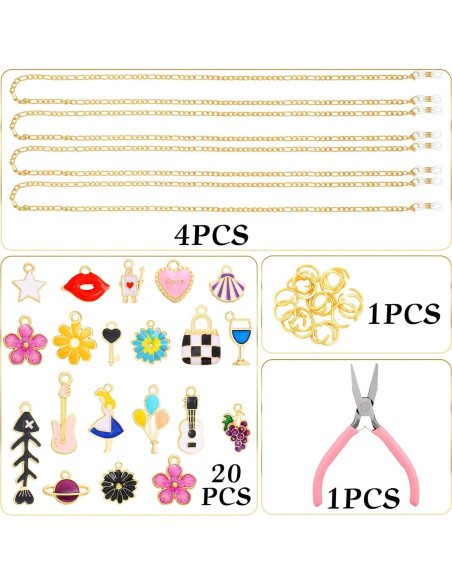 Cadena de Gafas Tondiamo 4 Pcs Doradas con Charms DIY