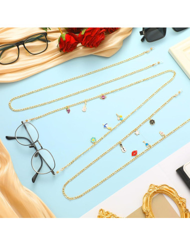 Cadena de Gafas Tondiamo 4 Pcs Doradas con Charms DIY