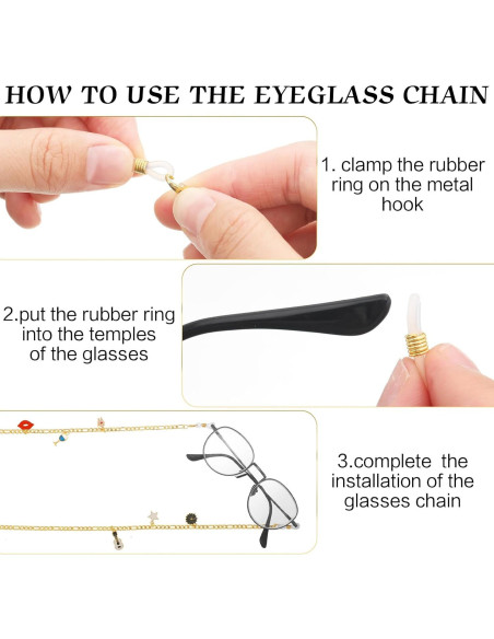 Cadena de Gafas Tondiamo 4 Pcs Doradas con Charms DIY