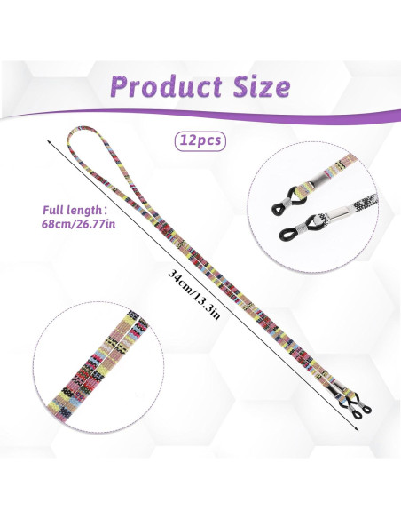 Correa para Gafas Psyqtsuary 12 Pcs Nylon Antideslizante 68 cm Correa para Gafas Psyqtsuary 12 Pcs Nylon Antideslizante 68 cm