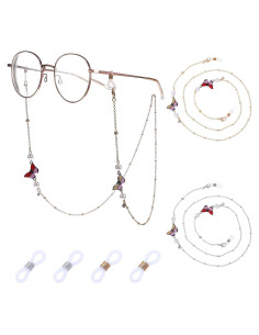 Cadenas de Gafas Elegantes Skrfren - 2 Piezas Mariposa con Perlas