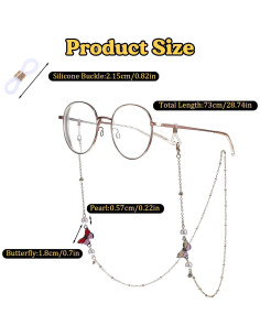Cadenas de Gafas Elegantes Skrfren - 2 Piezas Mariposa con Perlas 2