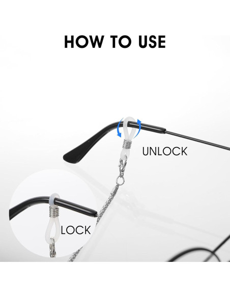 Cadena de Gafas Lusofie 3 Pcs con 6 Conectores Ajustables