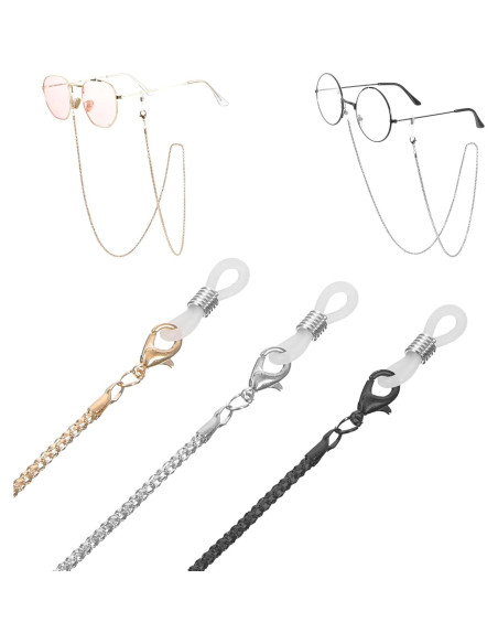 Cadena de Gafas Lusofie 3 Pcs con 6 Conectores Ajustables