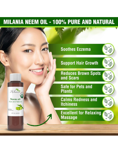 Aceite de Neem Virgen Orgánico Milania 118 ml Prensado en Frío