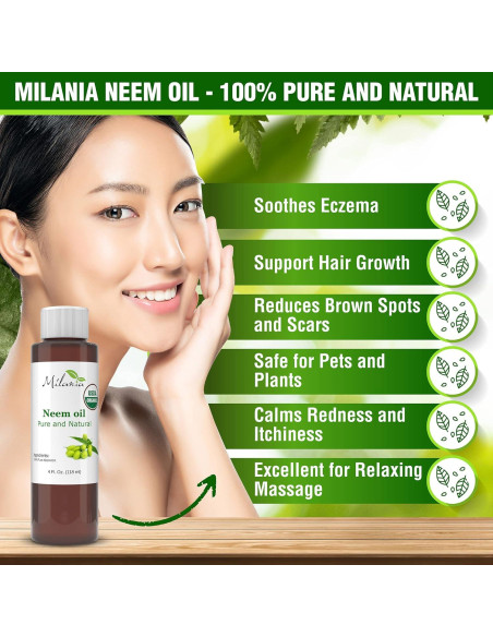 Aceite de Neem Virgen Orgánico Milania 118 ml Prensado en Frío Aceite de Neem Virgen Orgánico Milania 118 ml Prensado en Frío