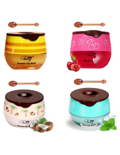 Bálsamo Labial Hidratante WFWJ 4 PCS Miel y Coco Menta Cereza