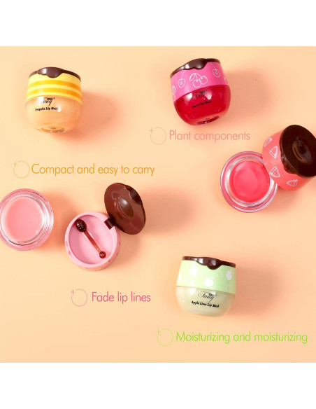 Bálsamo Labial Hidratante WFWJ 4 PCS Miel y Coco Menta Cereza