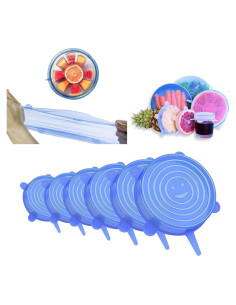 Tapas de Silicona Estirables YAZJIWAN 12 Piezas Azul