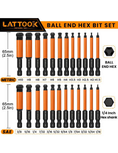 Juego de Puntas de Destornillador Hexagonal LATTOOK 24PCS 2