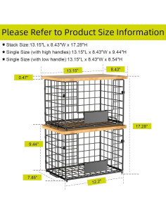 Cestas Apilables de Alambre XL keomaisyto con Tapa de Bambú 2