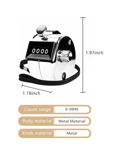 Contador de mano de metal JSHYGOUP 4 dígitos con cordón 2