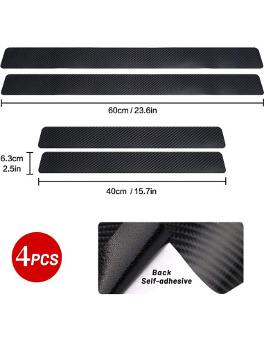 Protector de Umbral de Puerta de Coche LANZMYAN 4PCS Vinilo 3D