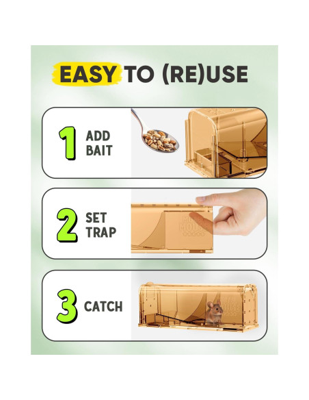 Trampas Humanas para Ratones Motelmouse - Paquete de 4 Reutilizables