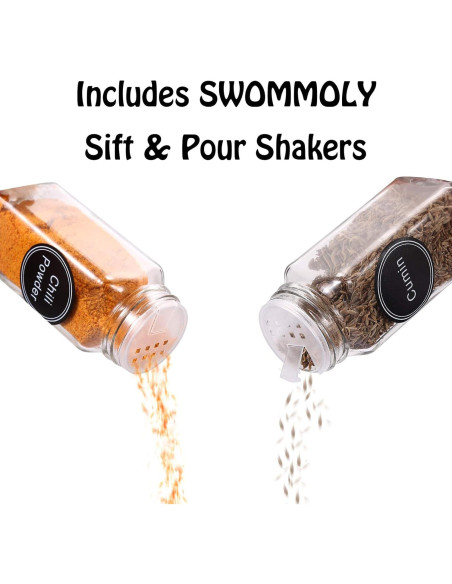 Juego de 42 Tarros de Especias de Vidrio SWOMMOLY 118ml