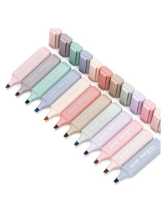 Resaltadores estéticos ZEYAR, 12 colores crema, punta biselada