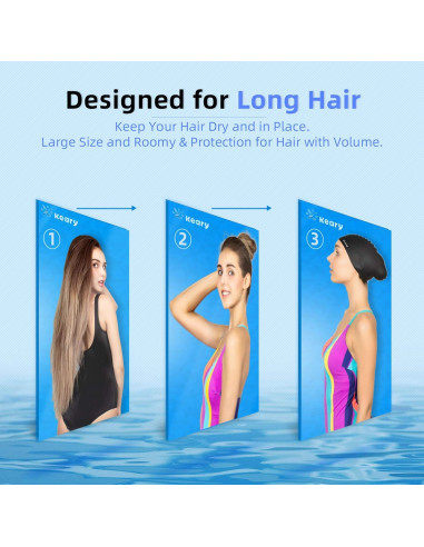 Gorro de Natación Keary para Cabello Largo - Silicona Impermeable