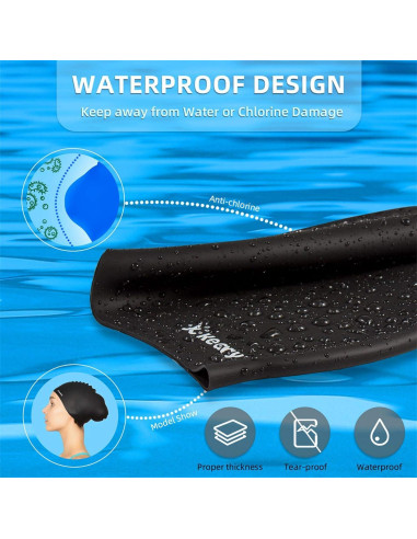 Gorro de Natación Keary para Cabello Largo - Silicona Impermeable