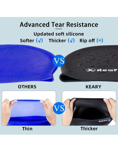 Gorro de Natación Keary para Cabello Largo - Silicona Impermeable