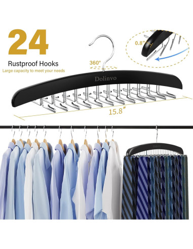 Perchero Organizador de Corbatas Dolinvo 24 Ganchos Madera