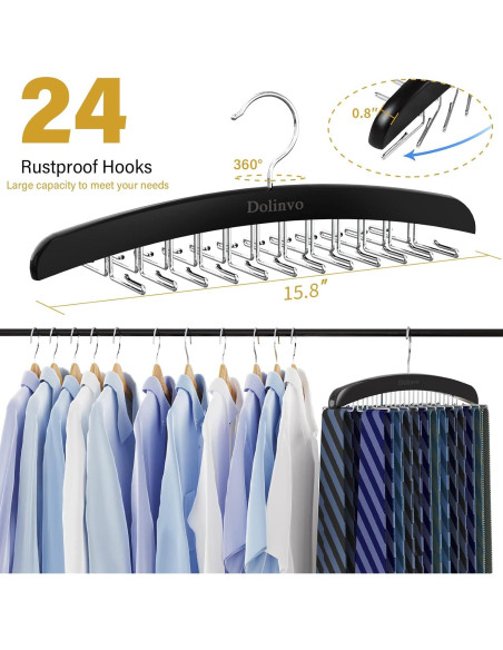 Perchero Organizador de Corbatas Dolinvo 24 Ganchos Madera Perchero Organizador de Corbatas Dolinvo 24 Ganchos Madera