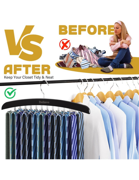 Perchero Organizador de Corbatas Dolinvo 24 Ganchos Madera Perchero Organizador de Corbatas Dolinvo 24 Ganchos Madera
