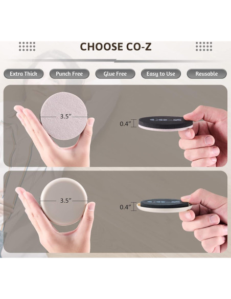 Deslizadores de Muebles CO-Z 8 Piezas 8.89 cm Fieltro y Plástico