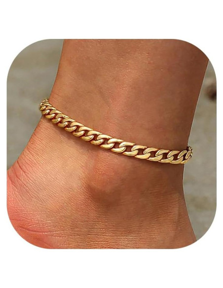 Tobillera Pulsera de Pie U7 Joyería Oro 18K Acero Inoxidable 20-25 cm