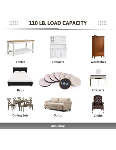 Deslizadores de Muebles CO-Z 8 Piezas 8.89 cm Fieltro y Plástico