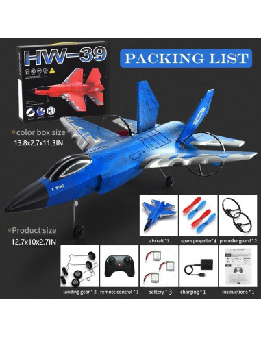 Avión de Combate RC Crohorizon HW39 Azul 2 CH para Niños 14+