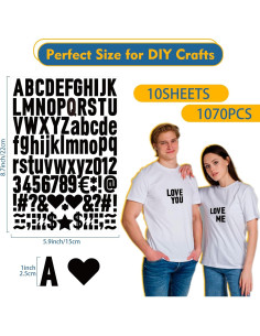 Juego de Letras Termoadhesivas Huimdery 1070 Piezas 2.54 cm Negro 2