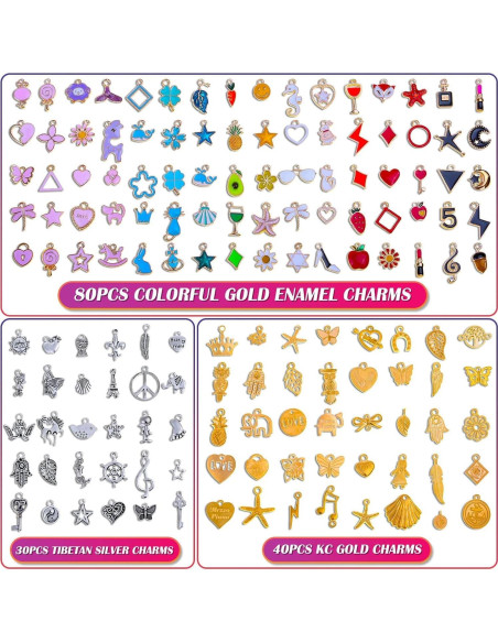 150 Encantos para Pulseras Mckanti - Esmalte y Metal para Joyería
