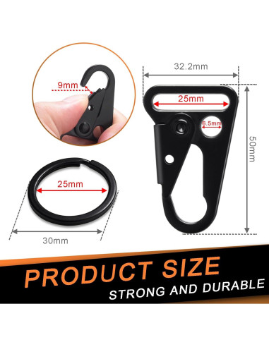 12 Ganchos de Metal Táctico CooBigo 1" para Llaveros y Accesorios