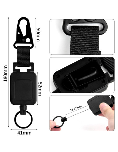 Porta Credenciales Retráctil HENYOUECS con Mosquetón - Paquete de 2