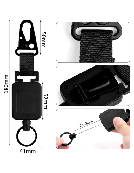 Porta Credenciales Retráctil HENYOUECS con Mosquetón - Paquete de 2