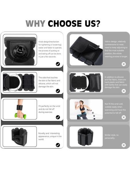 Pesas de Muñeca Ahape 0.45kg - Pulseras Ajustables para Entrenamiento