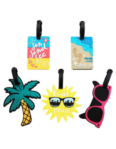 Set de 5 Etiquetas de Equipaje Mziart Multicolor Tropicales