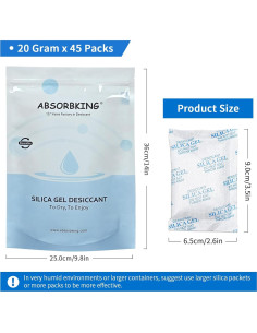 Absorbentes de Humedad Gel de Sílice 20G - 45 Paquetes Premium 2
