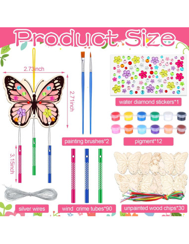 Kit de Campanas de Viento Colingmill 30 Piezas Mariposa DIY