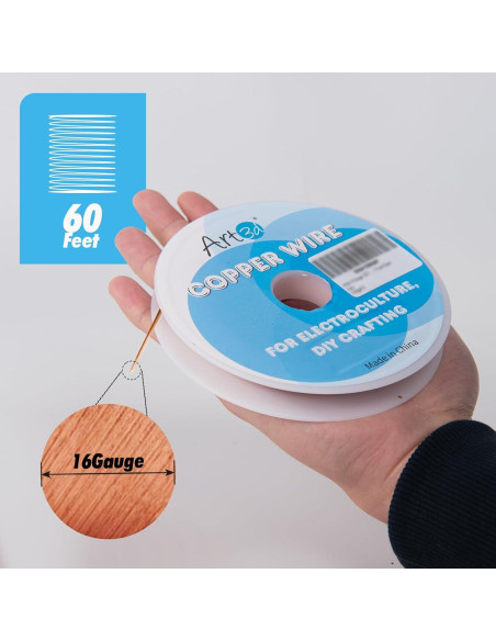 Alambre de Cobre Puro 16 AWG 18.29 m Art3d para Jardinería