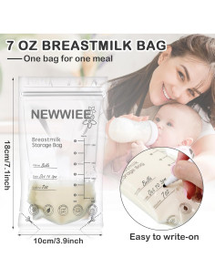 600 Bolsas de Almacenamiento de Leche Materna 7oz Newwiee 2