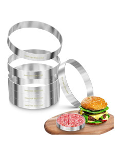 Anillos de Cocción para Hamburguesas Sous Vide Acero Inoxidable 6 Piezas